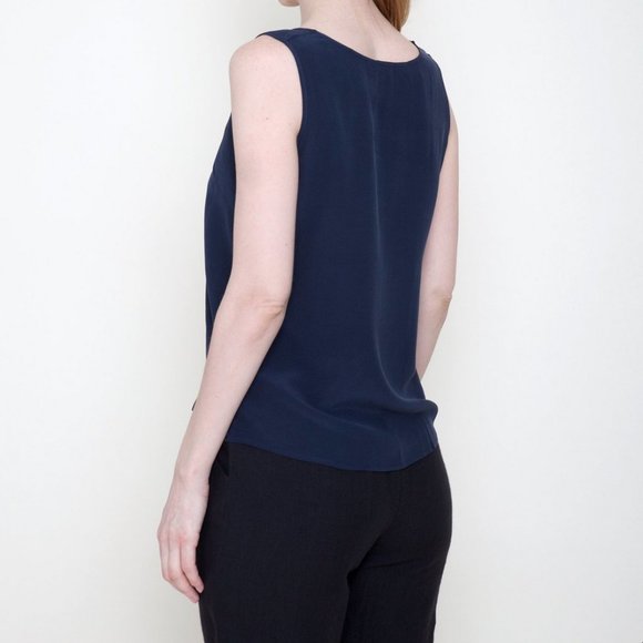 7115 by Szeki Signature Sandwashed Silk Tank in Navy - Picture 6 of 12
